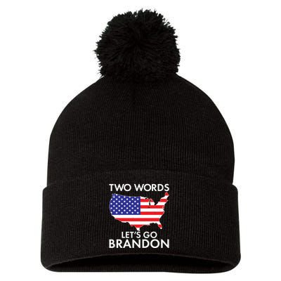 Two Words Let's Go Brandon Pom Pom 12in Knit Beanie