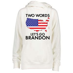 Two Words Let's Go Brandon Womens Funnel Neck Pullover Hood