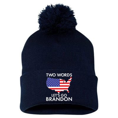 Two Words Let's Go Brandon Pom Pom 12in Knit Beanie