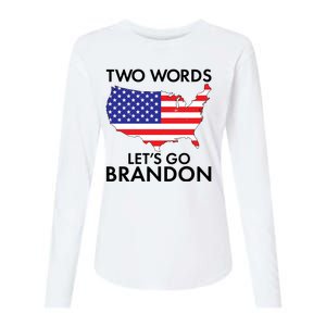 Two Words Let's Go Brandon Womens Cotton Relaxed Long Sleeve T-Shirt