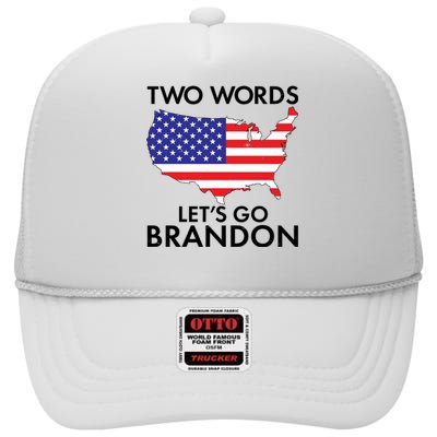 Two Words Let's Go Brandon High Crown Mesh Back Trucker Hat