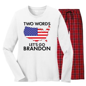 Two Words Let's Go Brandon Women's Long Sleeve Flannel Pajama Set 