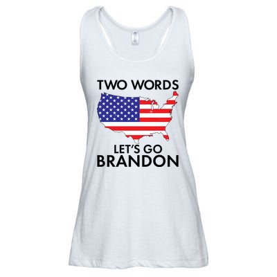 Two Words Let's Go Brandon Ladies Essential Flowy Tank
