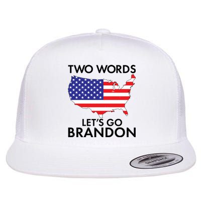 Two Words Let's Go Brandon Flat Bill Trucker Hat