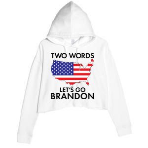 Two Words Let's Go Brandon Crop Fleece Hoodie