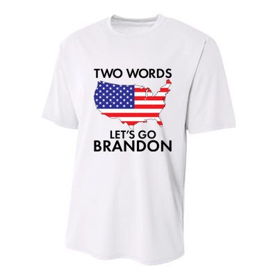 Two Words Let's Go Brandon Youth Performance Sprint T-Shirt