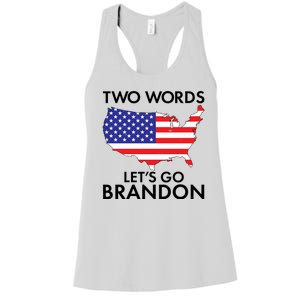 Two Words Let's Go Brandon Women's Racerback Tank