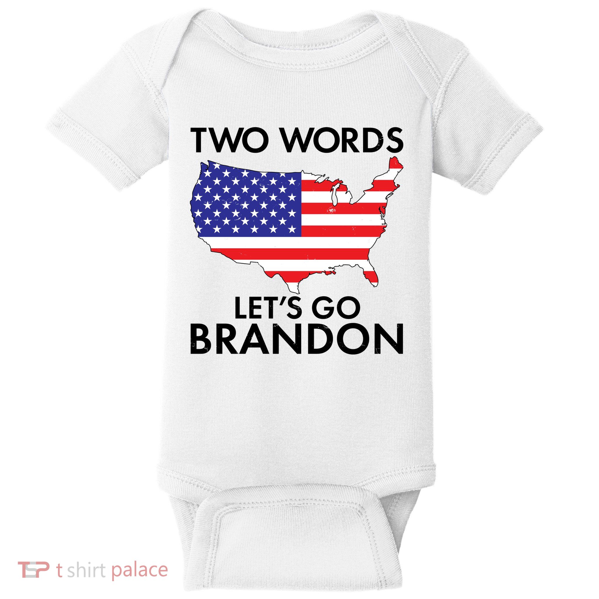 Two Words Let's Go Brandon Baby Bodysuit