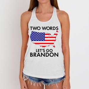 Two Words Let's Go Brandon Women's Knotted Racerback Tank