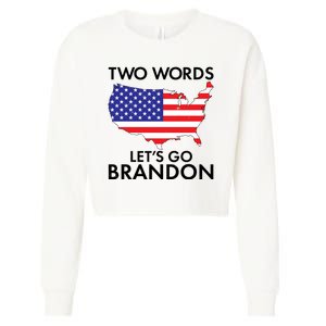 Two Words Let's Go Brandon Cropped Pullover Crew