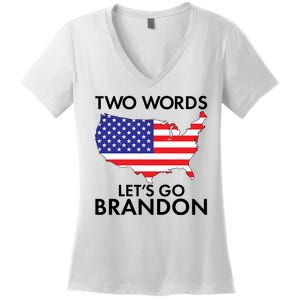 Two Words Let's Go Brandon Women's V-Neck T-Shirt