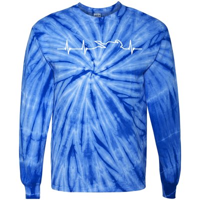 Two Wheels Lovers Motorcycle Heartbeat Cute Gift Tie-Dye Long Sleeve Shirt