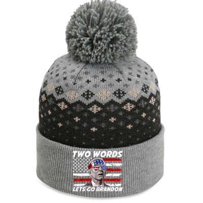 Two Words Let's Go Brandon US Flag Political American The Baniff Cuffed Pom Beanie