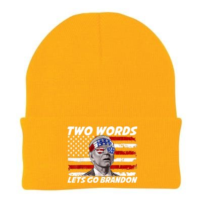 Two Words Let's Go Brandon US Flag Political American Knit Cap Winter Beanie