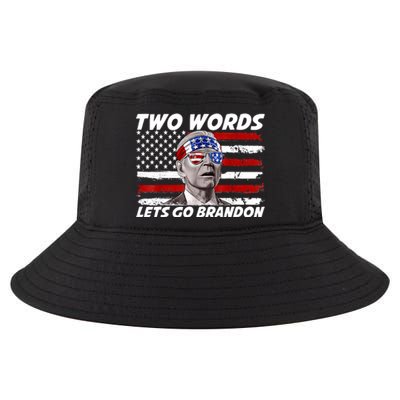 Two Words Let's Go Brandon US Flag Political American Cool Comfort Performance Bucket Hat