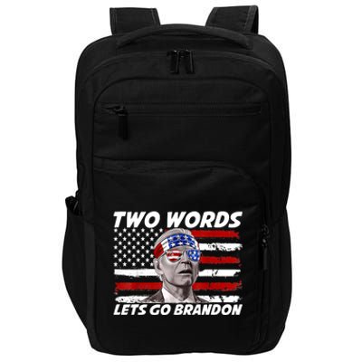 Two Words Let's Go Brandon US Flag Political American Impact Tech Backpack