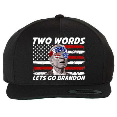 Two Words Let's Go Brandon US Flag Political American Wool Snapback Cap