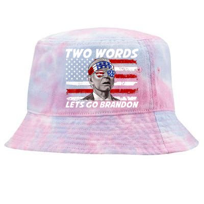 Two Words Let's Go Brandon US Flag Political American Tie-Dyed Bucket Hat