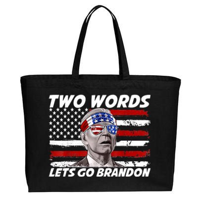 Two Words Let's Go Brandon US Flag Political American Cotton Canvas Jumbo Tote