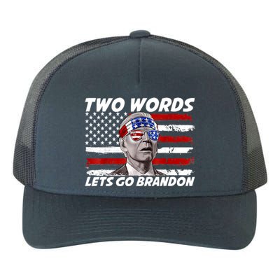 Two Words Let's Go Brandon US Flag Political American Yupoong Adult 5-Panel Trucker Hat