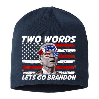 Two Words Let's Go Brandon US Flag Political American Sustainable Beanie