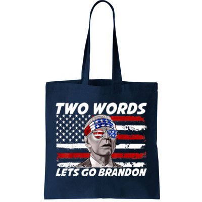 Two Words Let's Go Brandon US Flag Political American Tote Bag