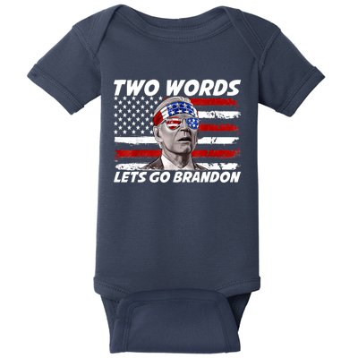 Two Words Let's Go Brandon US Flag Political American Baby Bodysuit