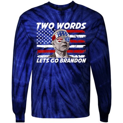 Two Words Let's Go Brandon US Flag Political American Tie-Dye Long Sleeve Shirt