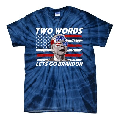 Two Words Let's Go Brandon US Flag Political American Tie-Dye T-Shirt