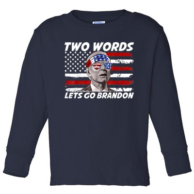 Two Words Let's Go Brandon US Flag Political American Toddler Long Sleeve Shirt