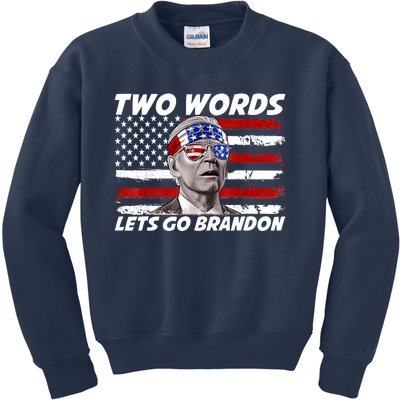 Two Words Let's Go Brandon US Flag Political American Kids Sweatshirt