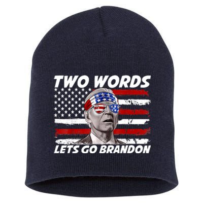 Two Words Let's Go Brandon US Flag Political American Short Acrylic Beanie