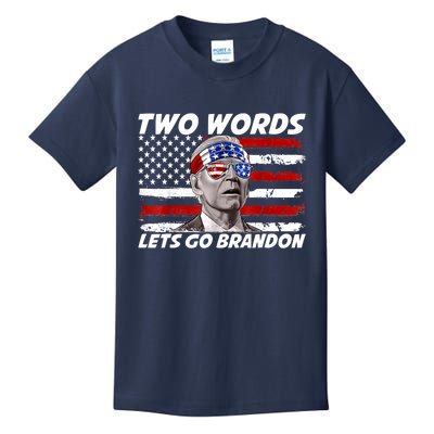 Two Words Let's Go Brandon US Flag Political American Kids T-Shirt