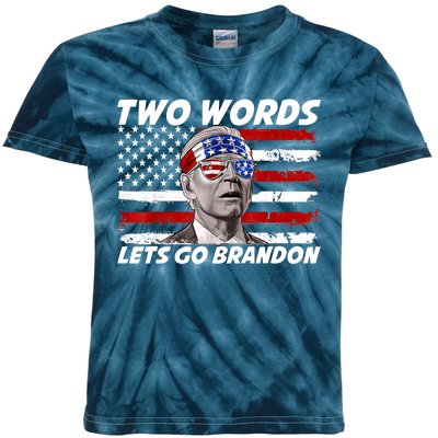 Two Words Let's Go Brandon US Flag Political American Kids Tie-Dye T-Shirt