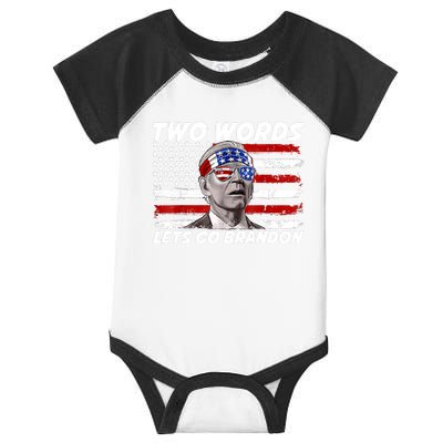 Two Words Let's Go Brandon US Flag Political American Infant Baby Jersey Bodysuit