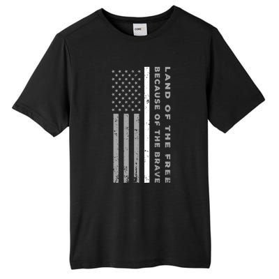 Thin White Line Land Of The Free Because Of The Brave Cute Gift Tall Fusion ChromaSoft Performance T-Shirt