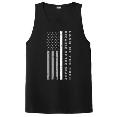 Thin White Line Land Of The Free Because Of The Brave Cute Gift PosiCharge Competitor Tank