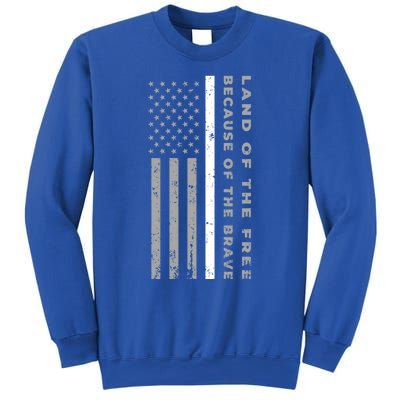 Thin White Line Land Of The Free Because Of The Brave Cute Gift Sweatshirt