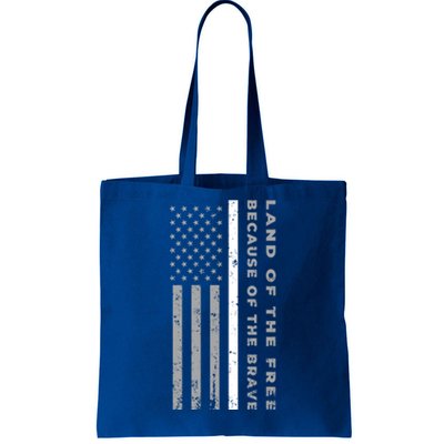 Thin White Line Land Of The Free Because Of The Brave Cute Gift Tote Bag