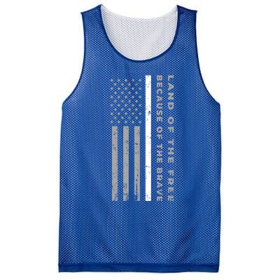 Thin White Line Land Of The Free Because Of The Brave Cute Gift Mesh Reversible Basketball Jersey Tank