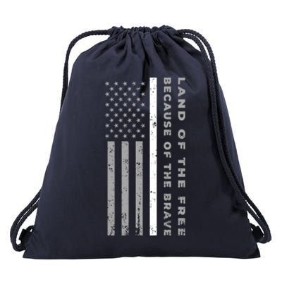 Thin White Line Land Of The Free Because Of The Brave Cute Gift Drawstring Bag