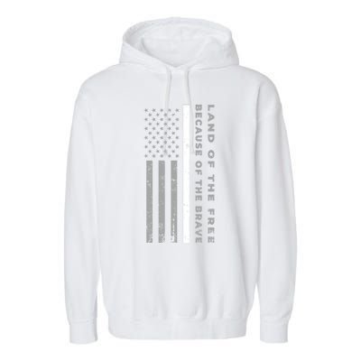 Thin White Line Land Of The Free Because Of The Brave Cute Gift Garment-Dyed Fleece Hoodie