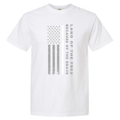 Thin White Line Land Of The Free Because Of The Brave Cute Gift Garment-Dyed Heavyweight T-Shirt