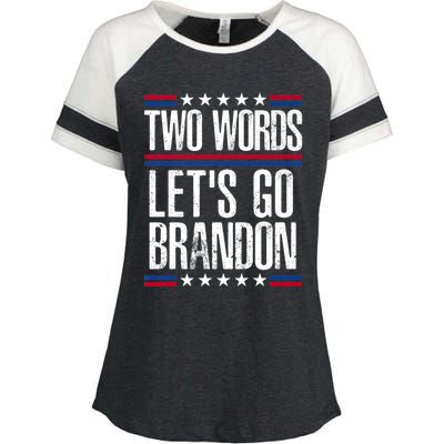 Two Words Let's Go Brandon Funny Political Meme Enza Ladies Jersey Colorblock Tee