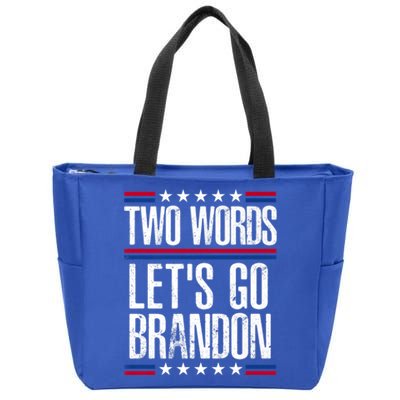 Two Words Let's Go Brandon Funny Political Meme Zip Tote Bag