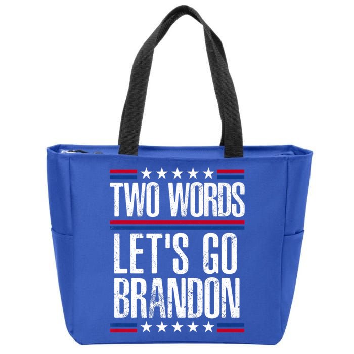 Two Words Let's Go Brandon Funny Political Meme Zip Tote Bag