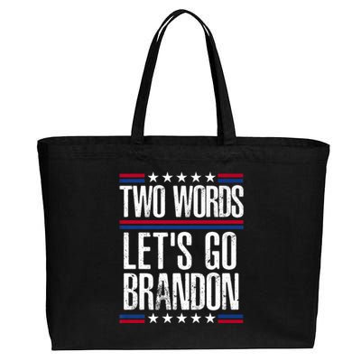 Two Words Let's Go Brandon Funny Political Meme Cotton Canvas Jumbo Tote