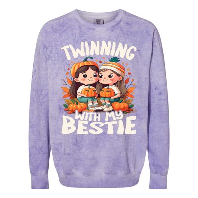 Twinning With My Bestie Spirit Week Twin Day Best Friend 70s Colorblast Crewneck Sweatshirt