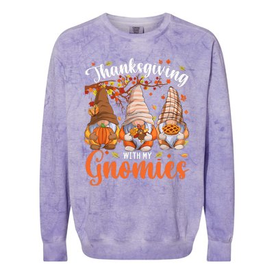 Thanksgiving With My Gnomies Fall Autumn Vibes Gnome Pumpkin Colorblast Crewneck Sweatshirt