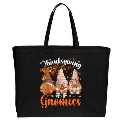 Thanksgiving With My Gnomies Fall Autumn Vibes Gnome Pumpkin Cotton Canvas Jumbo Tote